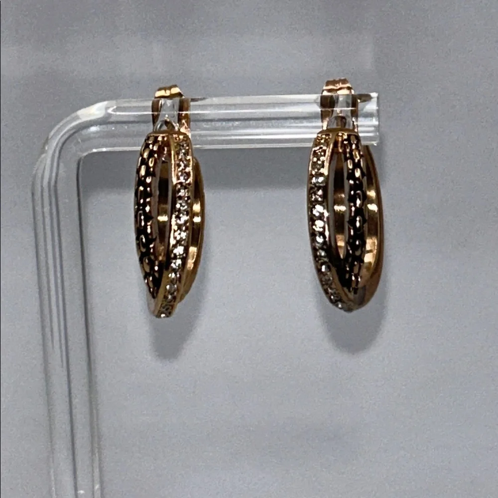 NWOT Rose Gold CZ Double Hoop Earrings By Designer DSMK